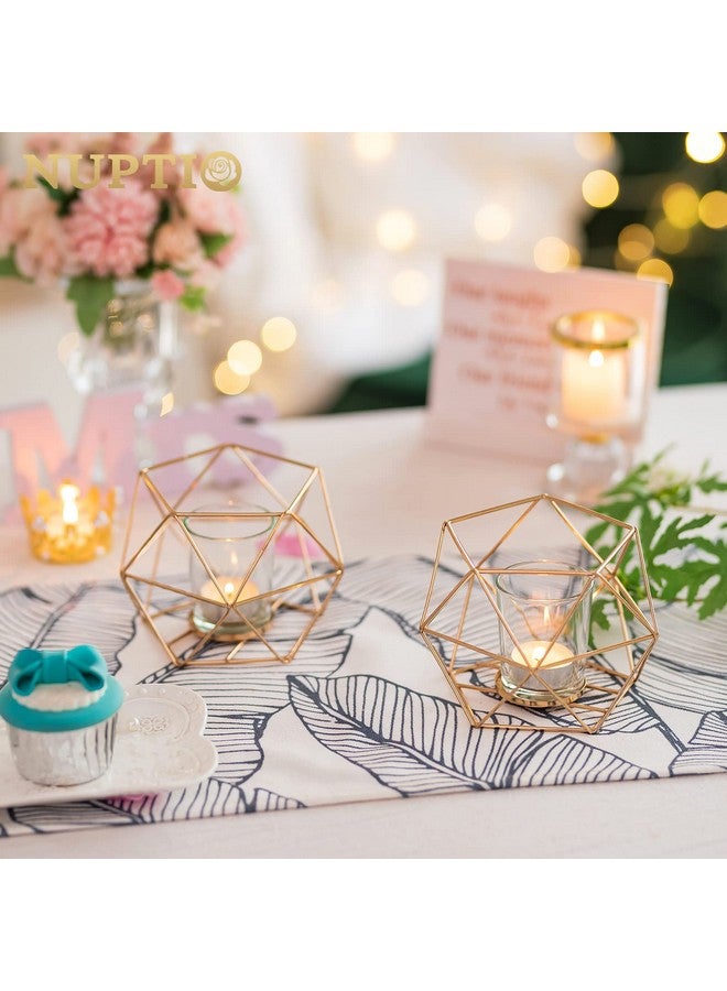 NUPTIO Tea Light Candle Holders - Votive Candle Holder for Tealight & Pillar Candles Geometric Gold Candle Stand for Wedding Table Reception Decor Birthday Party Gifts Home Mantel Centrepieces, 6 Pcs - Image 3
