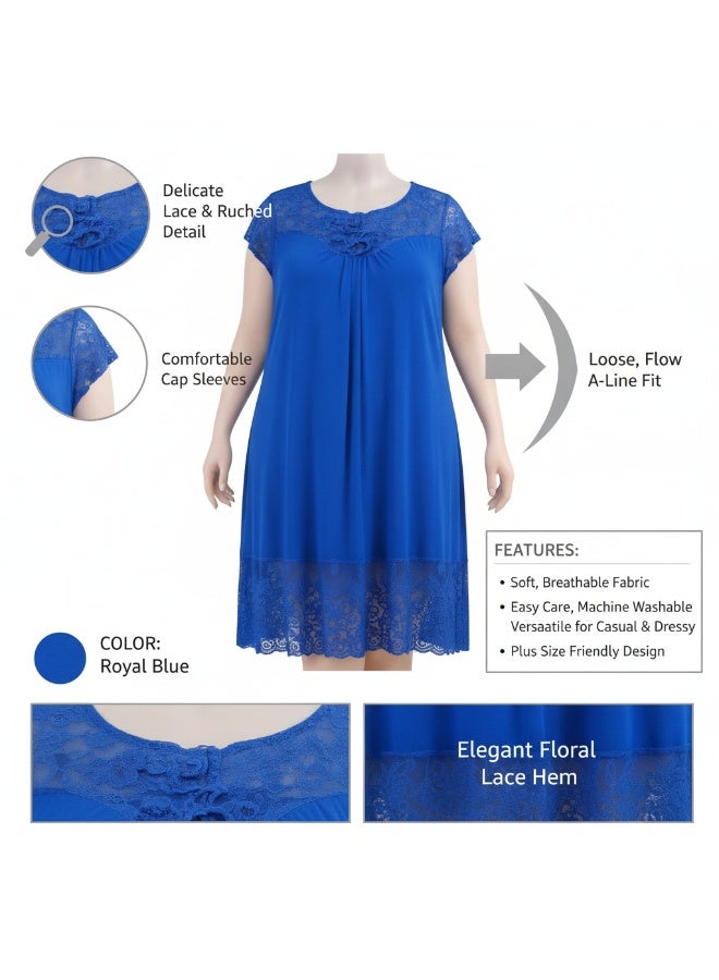 Elegant Women's Home Wear Dress with Soft Imported Lace, Loose Fit Lounge Dress, Breathable Casual Night Dress for Women, Width 40 cm, Length 110 cm, One Size Fits Up to 90 KG - Image 2