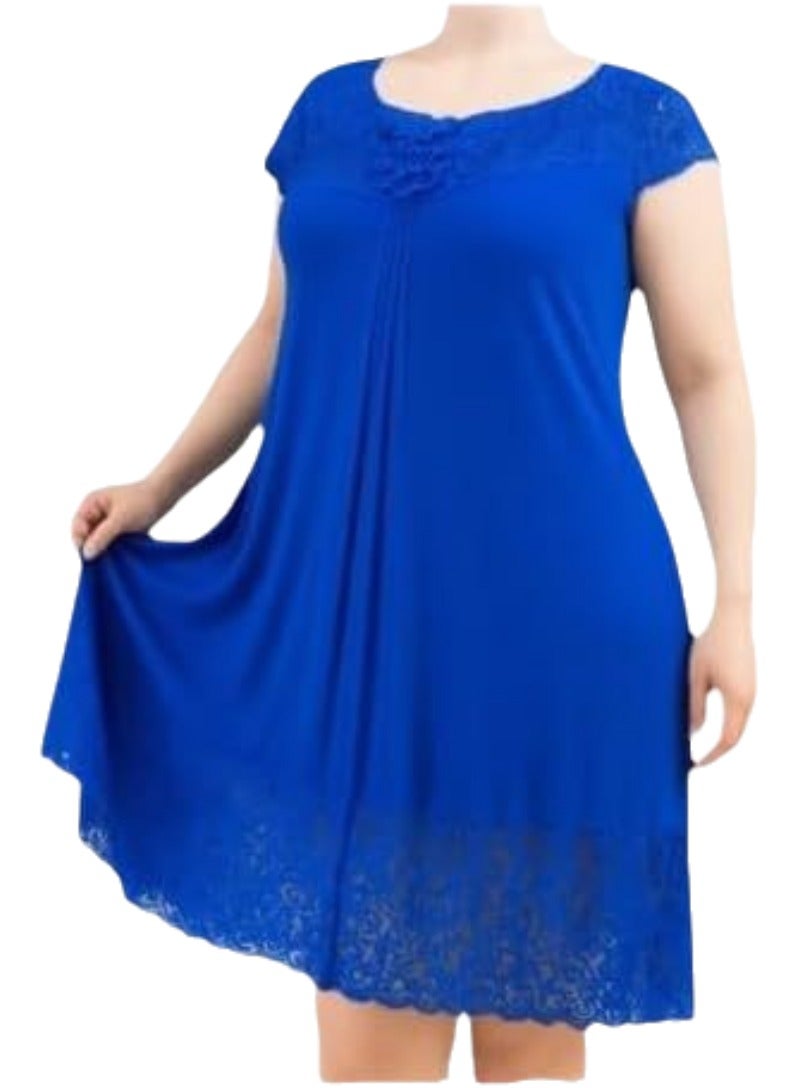 Elegant Women's Home Wear Dress with Soft Imported Lace, Loose Fit Lounge Dress, Breathable Casual Night Dress for Women, Width 40 cm, Length 110 cm, One Size Fits Up to 90 KG - Image 1