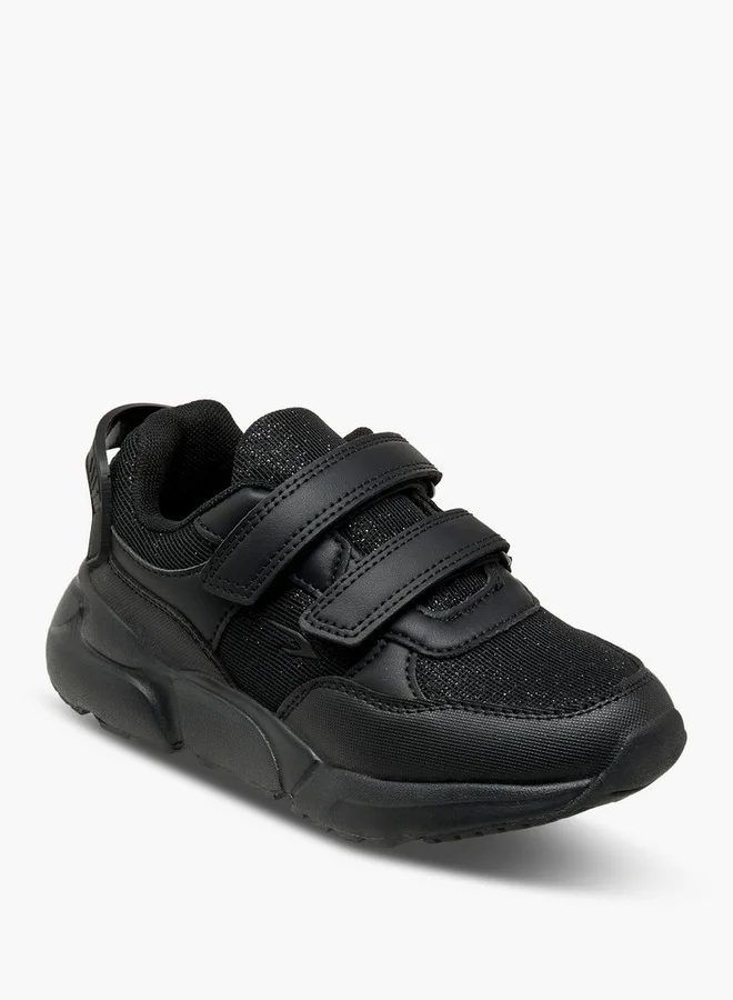 Dash Panelled School Shoes with Hook and Loop Closure