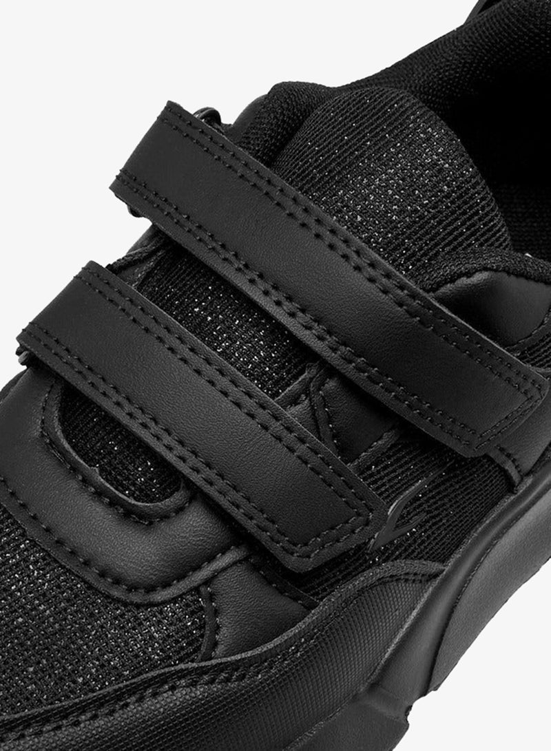 Dash Panelled School Shoes with Hook and Loop Closure - Image 4