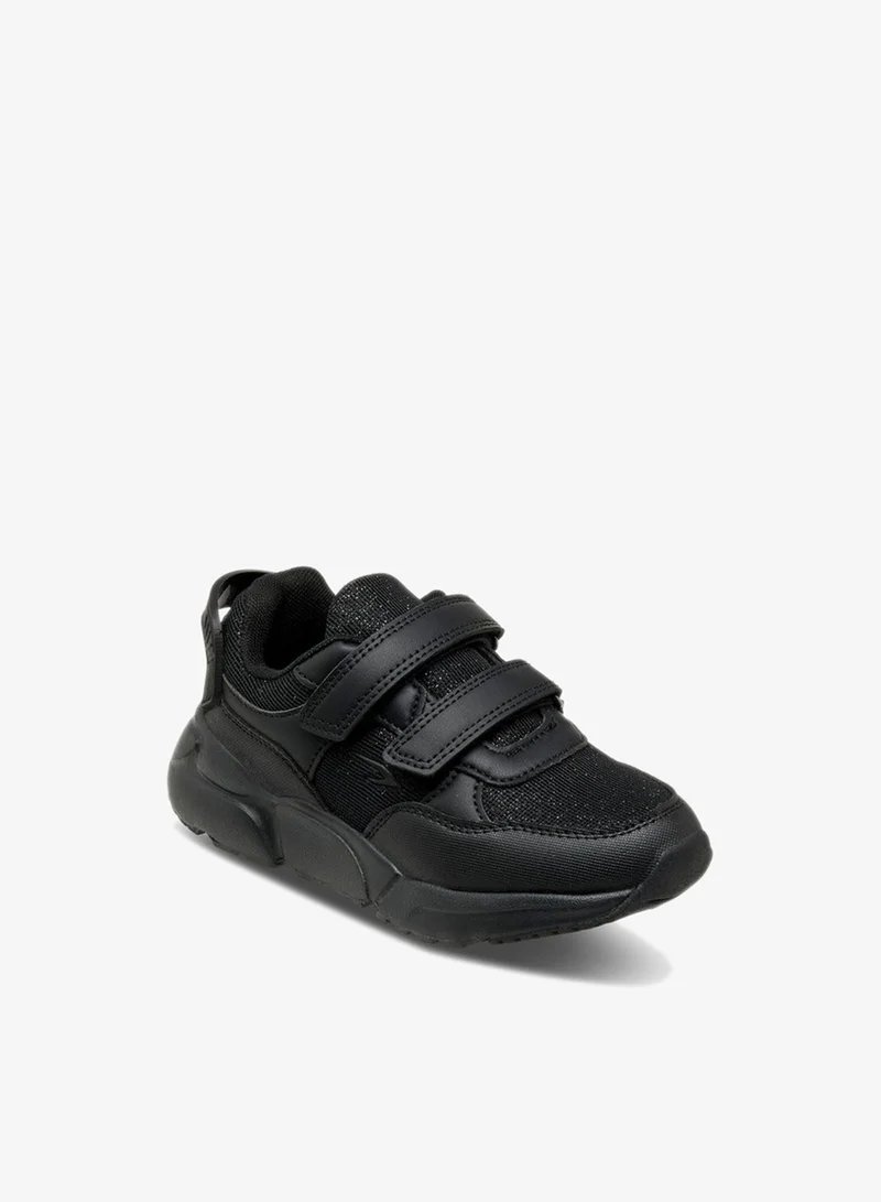 Dash Panelled School Shoes with Hook and Loop Closure