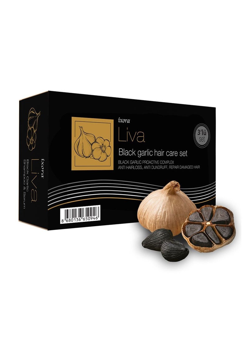 IXORA - Liva Black Garlic Hair care set for Anti Hairloss, Anti Dundruff and repair Damaged Hair - Image 1