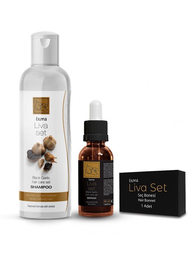 IXORA - Liva Black Garlic Hair care set for Anti Hairloss, Anti Dundruff and repair Damaged Hair - Image 1