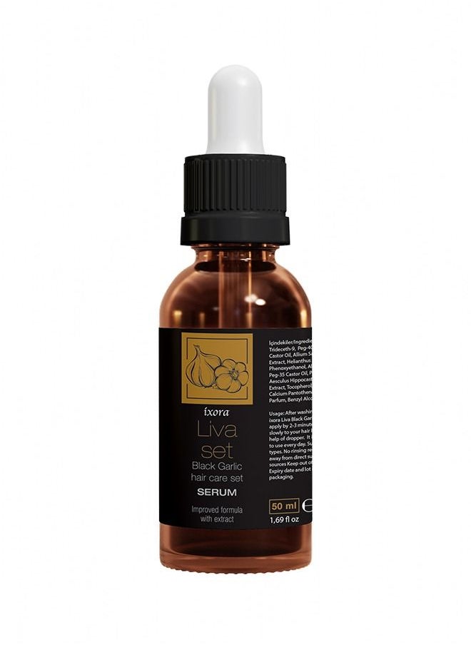 IXORA - Liva Black Garlic Hair care set for Anti Hairloss, Anti Dundruff and repair Damaged Hair - Image 1