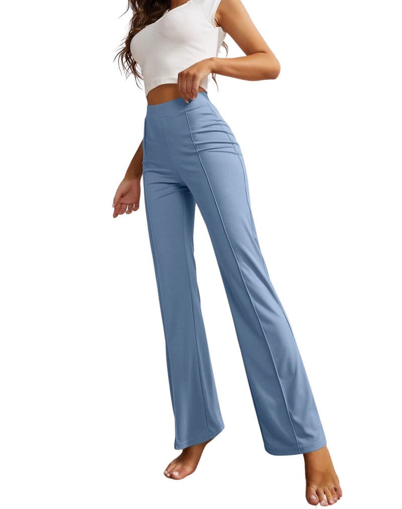 SWADESI STUFF Women's High-Waisted Pant Bell Bottom Trendy Retro-Chic Trousers - Perfect for Every Occasion (in, Alpha, L, Regular, Sky Blue) - Image 1