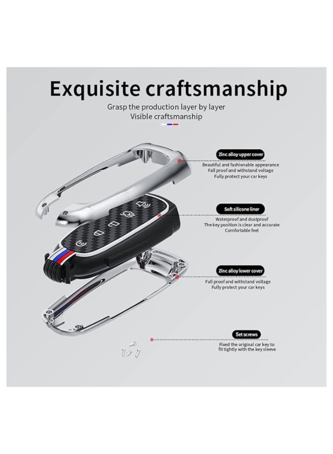 7Cylinder Zinc Alloy Durable Key Fob Cover with Key Chain Compatible with Toyota Camry, RAV4, Highlander, Avalon, C-HR, Prius, GT86 - Metallic Grey, 5 Buttons. - Image 4