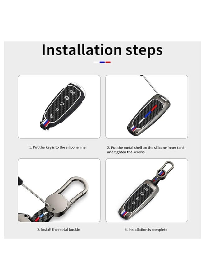 7Cylinder Zinc Alloy Durable Key Fob Cover with Key Chain Compatible with Toyota Camry, RAV4, Highlander, Avalon, C-HR, Prius, GT86 - Metallic Grey, 5 Buttons. - Image 5