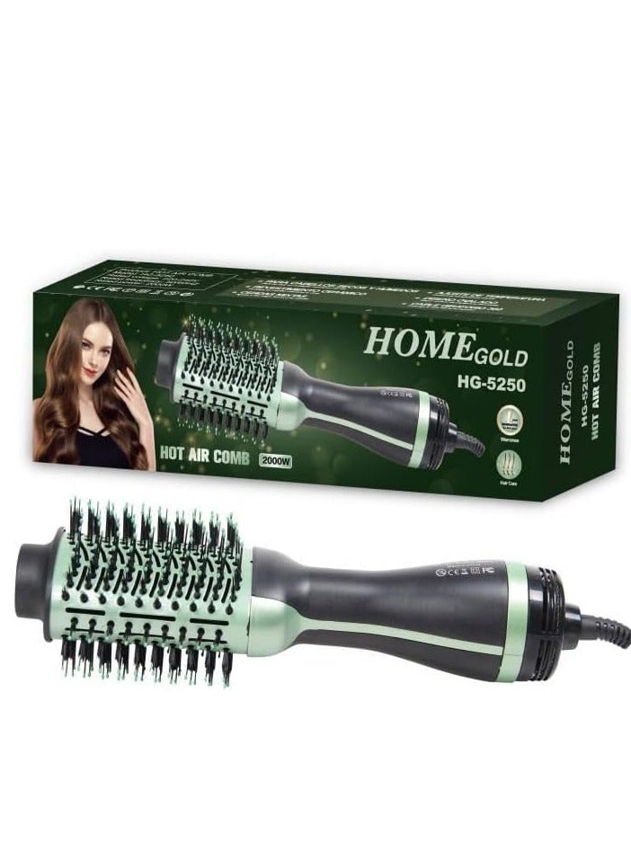 Home Gold Hair Dryer Brush 2000W – Multi-Function Hot Air Styler – 3 Heat Settings – Fast Drying & Styling – Model HG-5250