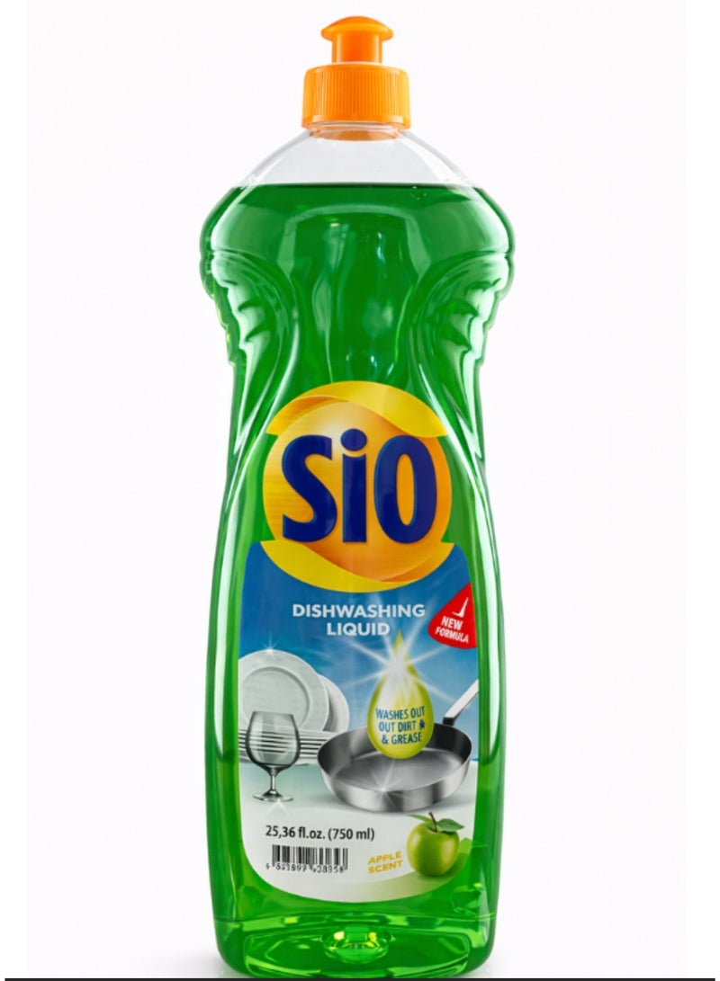 SIO Dishwashing Liquid Apple Scent – 750 ml (Pack of 12) | Powerful Grease-Cutting Formula - Image 1
