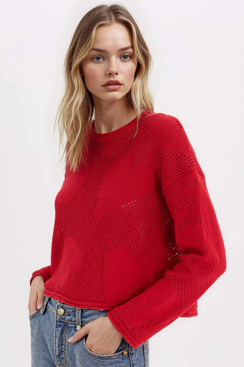 ديفاكتو Oversize Fit Crew Neck Valentine's Day Pullover
