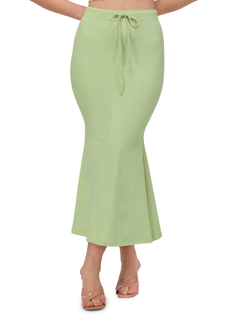 Mehrang Stretchable Saree Shapewear Petticoat for Women, Cotton Blended,Petticoat,Skirts for Women,Shape Wear Dress for Saree Light Green - Image 1