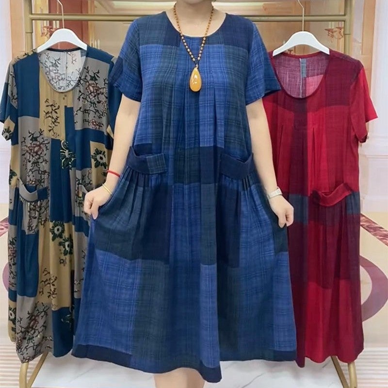 تنورة صيفية للنساء في منتصف العمر وكبار السن، تزيد من الوزن، عصرية، مريحة، تناسب جميع الأوقات، تقلل من العمر، جديدة - Image 4