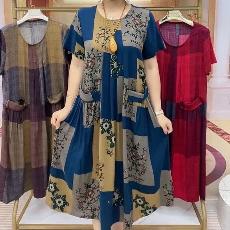 تنورة صيفية للنساء في منتصف العمر وكبار السن، تزيد من الوزن، عصرية، مريحة، تناسب جميع الأوقات، تقلل من العمر، جديدة - Image 2