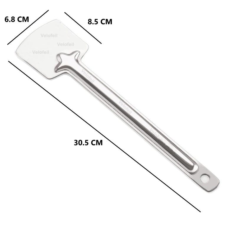 Velofeil Set of 3 Stainless Steel Kitchen Tools 285cm Large Pan Spoon 36cm Skimmer Jhara 305cm Turner Spatula Ideal for Cooking Serving - Image 3