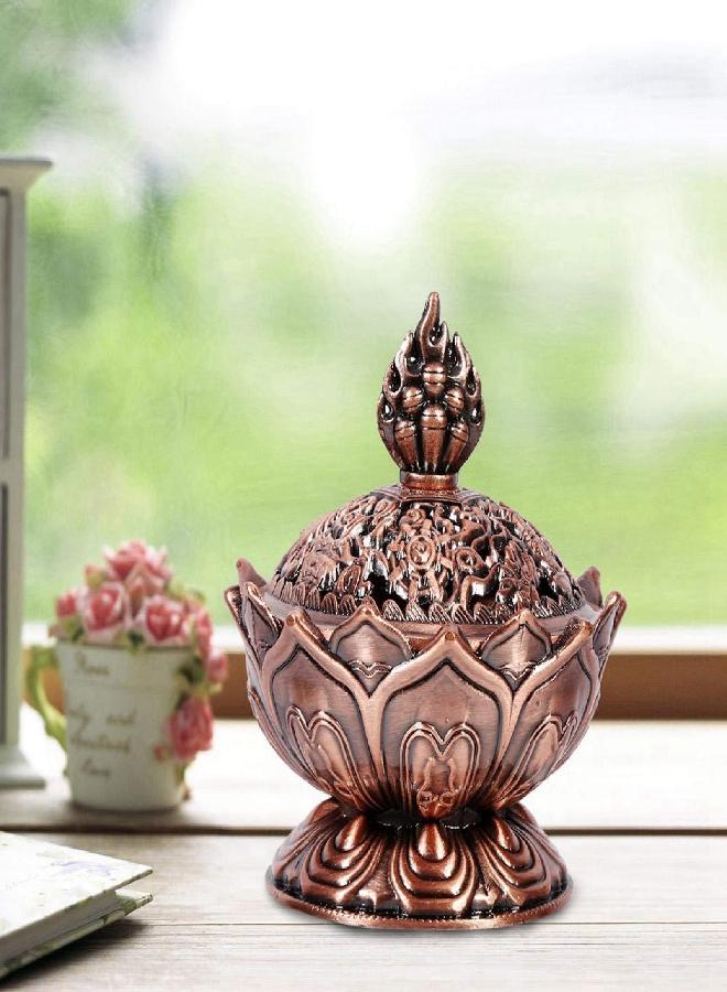Haofy Incense Burner, Incense Cone Holder Burner, Vintage Lotus Classical Aroma Holder Antique Home Decor Yoga Aromatherapy(Red Bronze) - Image 2
