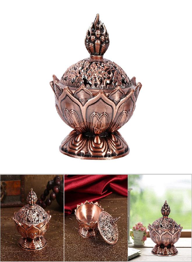 Haofy Incense Burner, Incense Cone Holder Burner, Vintage Lotus Classical Aroma Holder Antique Home Decor Yoga Aromatherapy(Red Bronze) - Image 3