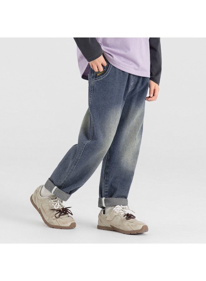 Fun Embroidery】 Boys' Jeans, Trendy Korean-style Pants For Children, 2025 Spring/autumn Collection, Casual Trousers For Older Kids - Image 2