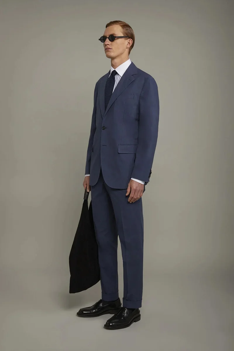 Doppelganger Blue Men's unlined single-breasted blazer with flap pockets in flamed effect fabric regular fit - Blue for Men | Best Price UAE
