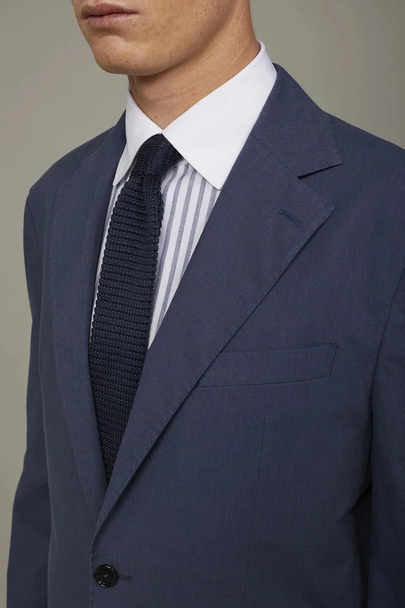 Doppelganger Blue Men's unlined single-breasted blazer with flap pockets in flamed effect fabric regular fit - Blue for Men | Best Price UAE