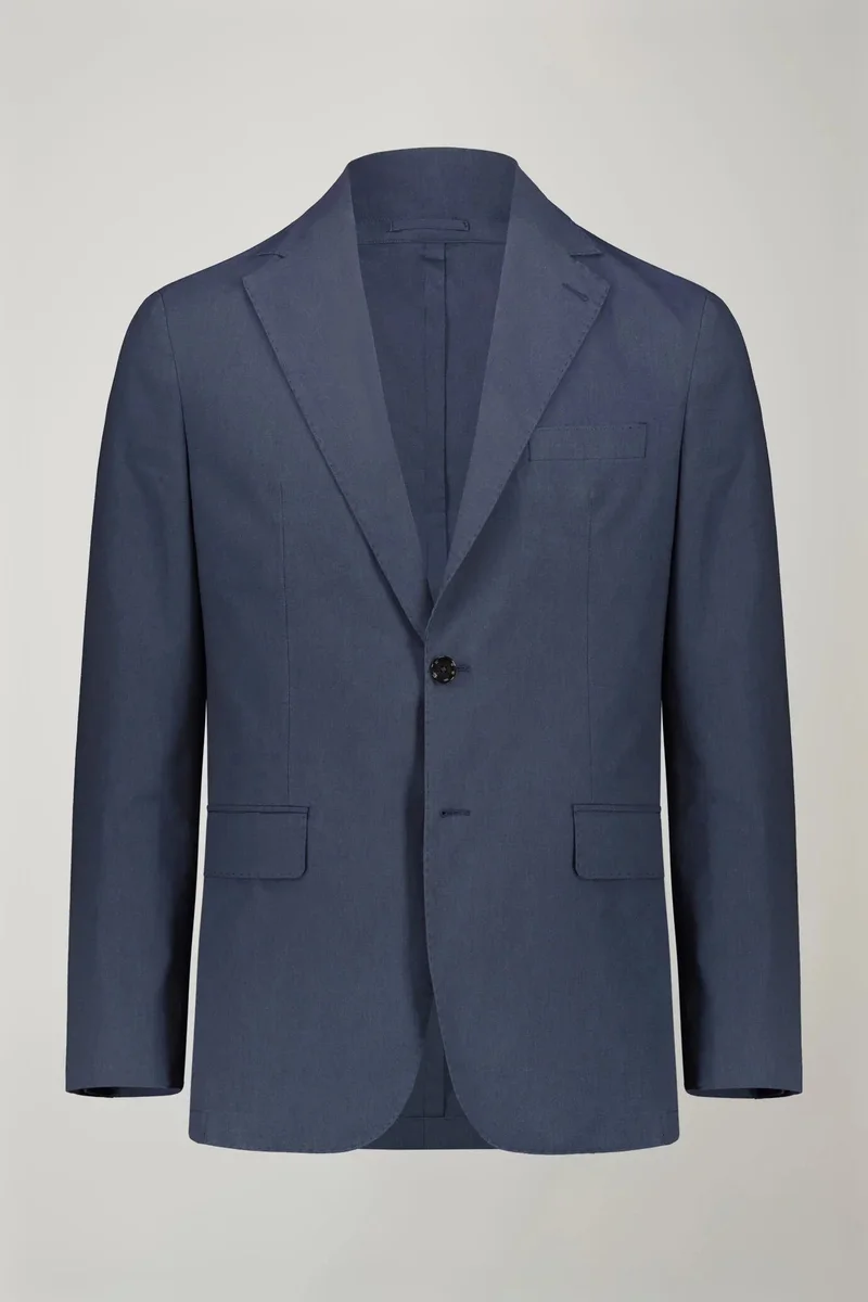 Doppelganger Blue Men's unlined single-breasted blazer with flap pockets in flamed effect fabric regular fit - Blue for Men | Best Price UAE