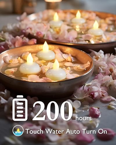 Homemory 200 Hours 24 Pack Flameless Floating Candles, Warm White Led Flickering Tealight Candles in Bulk, Decor for Wedding, Party, Centerpiece, Pool, Christmas - Image 2