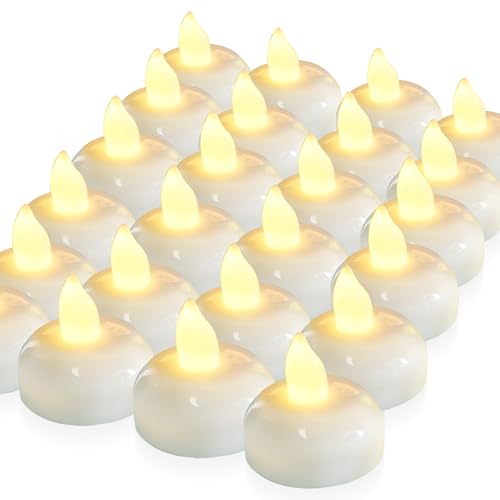 Homemory 200 Hours 24 Pack Flameless Floating Candles, Warm White Led Flickering Tealight Candles in Bulk, Decor for Wedding, Party, Centerpiece, Pool, Christmas - Image 1