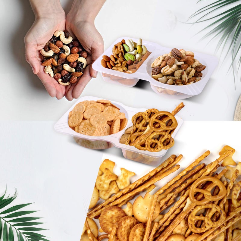 Evmliy 15 Sets Snack Containers, Reusable Double 2 Compartment Condiment with lids for Sauces Dipping,Disposable and Ideal On the Go Or Grab to Pack - Image 3