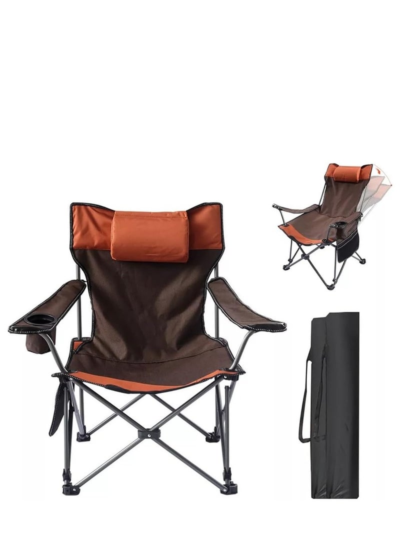 DMG TECH Camping Chair Camping Folding Chair Adjustable Backrest Lightweight Folding Chair with Arm Cup Holder  - Image 1