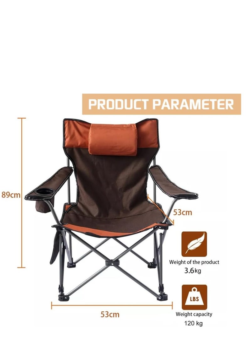 DMG TECH Camping Chair Camping Folding Chair Adjustable Backrest Lightweight Folding Chair with Arm Cup Holder  - Image 2