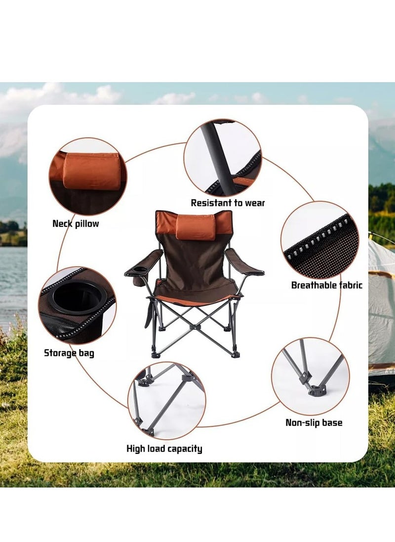 DMG TECH Camping Chair Camping Folding Chair Adjustable Backrest Lightweight Folding Chair with Arm Cup Holder  - Image 3