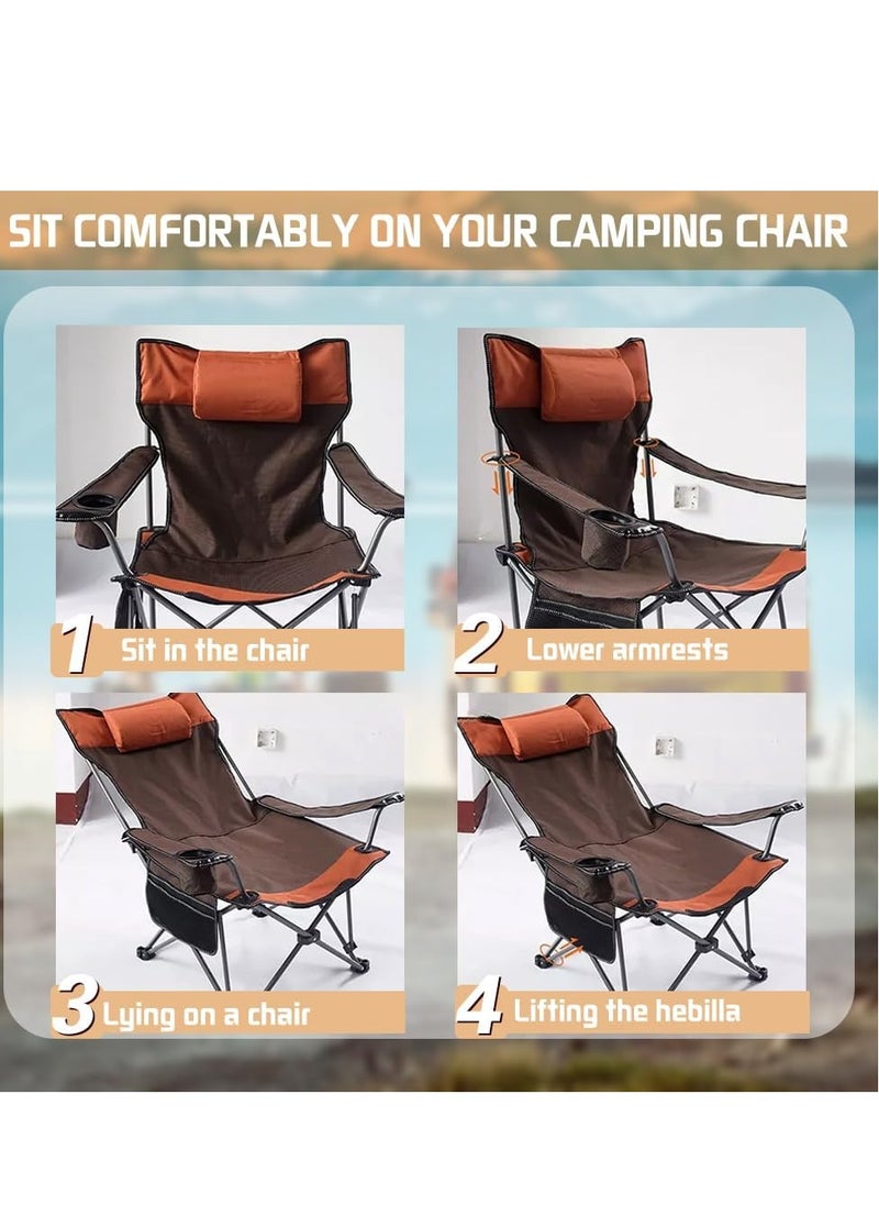 DMG TECH Camping Chair Camping Folding Chair Adjustable Backrest Lightweight Folding Chair with Arm Cup Holder  - Image 5