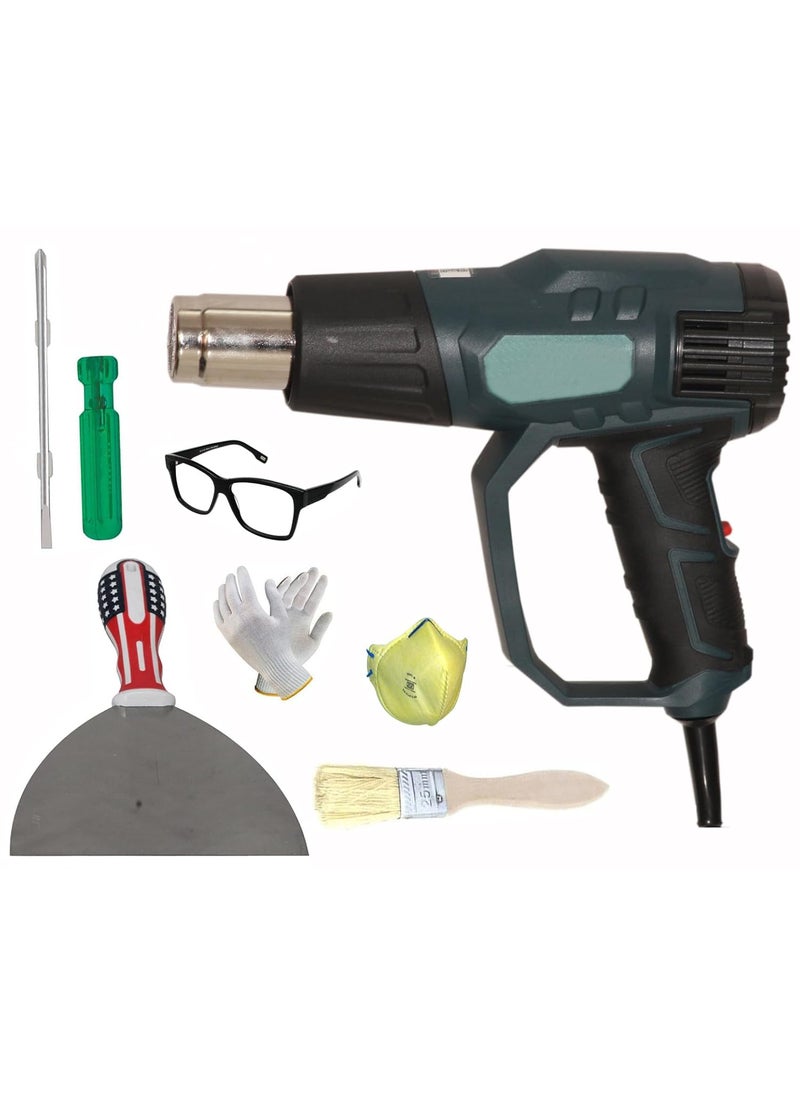 Digital Craft Digital Craft Professional Industrial Shrink Wrap Blower Heater Electric Hot Air Gun Kit Hot Air Gun 2200W6Inch 2 In 1 Screw DriverScraper 