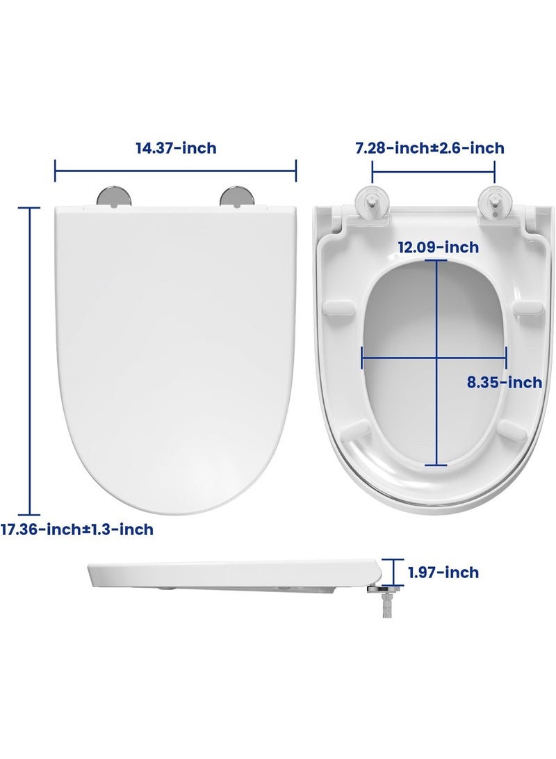 Midwest Toilet Seat Cover, Slow Close Removable Toilet Seat, Quick-Release Hinges with Grip-Tight Bumpers, Chrome - Image 3