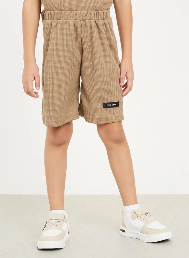 Styli Textured Waffle Pocket Detail T-Shirt and Short Set