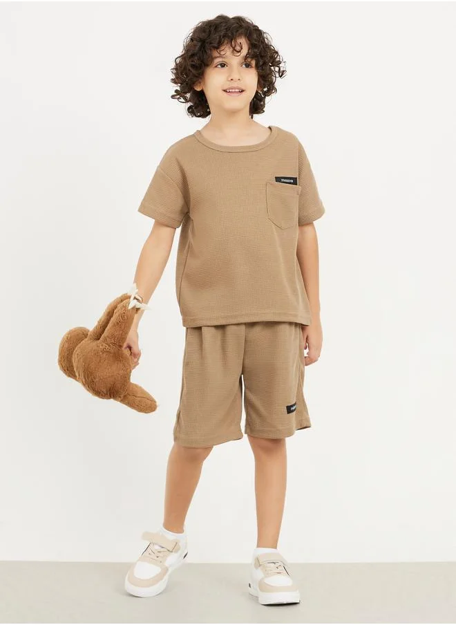 Styli Textured Waffle Pocket Detail T-Shirt and Short Set