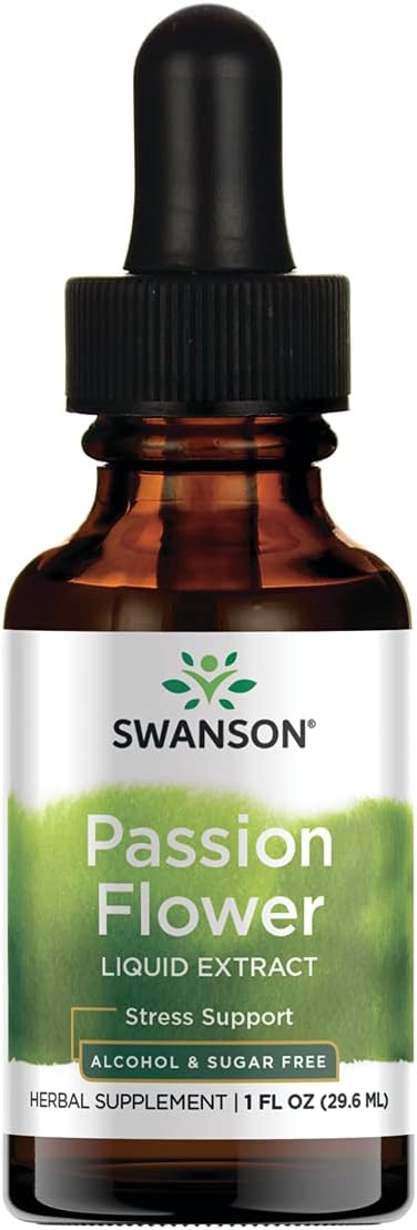 Swanson Passion Flower Liquid Extract (Alcohol and Sugar-Free) 1 fl Ounce (29.6 ml) Liquid