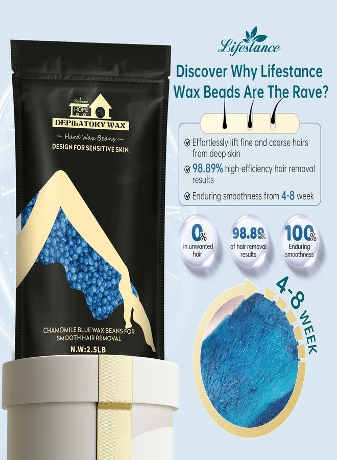 Lifestance مجموعة حبيبات الشمع ليفستانس 2.5 رطل، حبوب شمع البابونج لإزالة الشعر البرازيلي والبيكيني والوجه، إزالة شعر بدون ألم للشعر الناعم والخشن للنساء والرجال، إعادة تعبئة كبيرة لدفايات الشمع في المنزل - Image 2