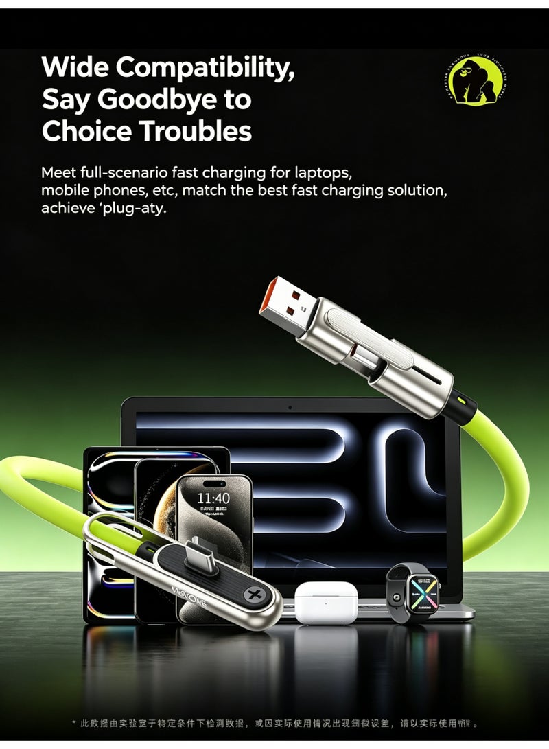 WEKOME QC 3.0 240W Fast Charging Type-C Cable with Foldable Phone Stand, 4.5mm Thick Silicone Zinc Alloy Connector Durable Charge Cord - Image 4