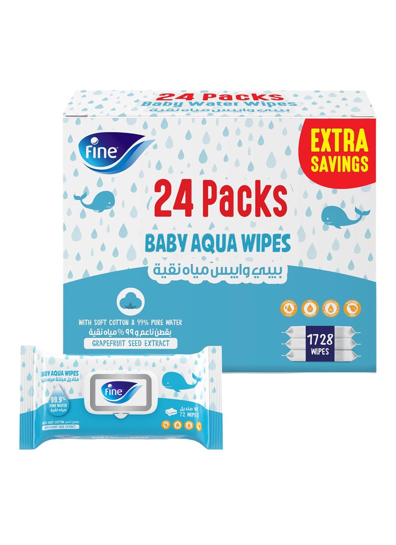 Fine Baby Baby Water Wipes 72 Count Pack of 24 - Image 1