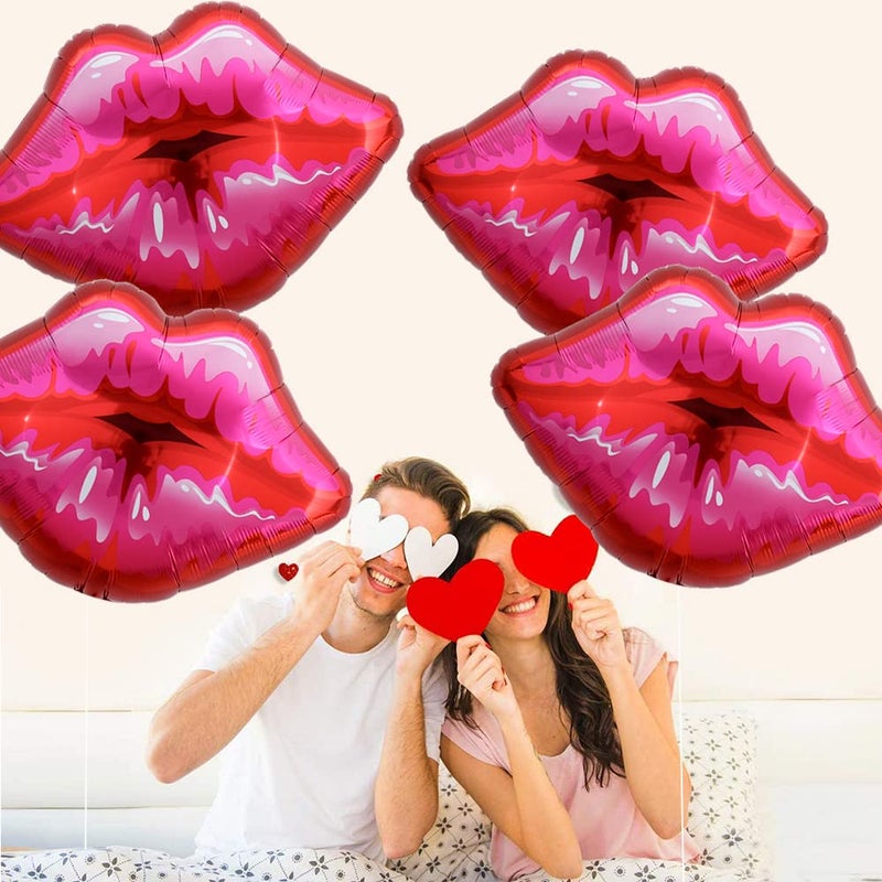 Vuzvuv Pack of 5 Large Pink Huge Red Lips Balloons for Makeup Themed Party Anniversary Decor, Kiss The Miss Goodbye(30 Inch) - Image 5