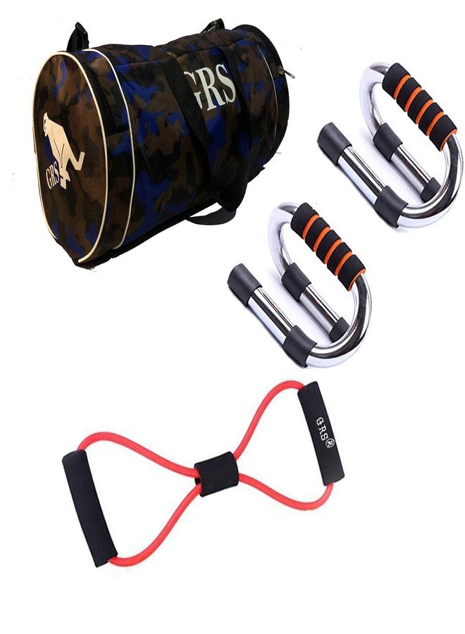 Grès GRS® SUPER_47 Push-up Bars - Strong Steel Pushup Stands,Chest Expander Resistance Pulling Tube & Gym Duffel Bag (Kit) - Image 1