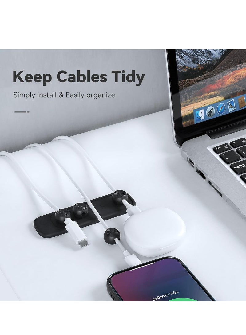 KASTWAVE Magnetic Cable Holders, Magnetic Cord Organizer, 4 Clips Cable Management, Wire Organizer, Under Desk Self-Adhesive Cord Holder, Wire Holder Keeper Organizer, Hide Phone Charging Cable Keeper, Black - Image 3