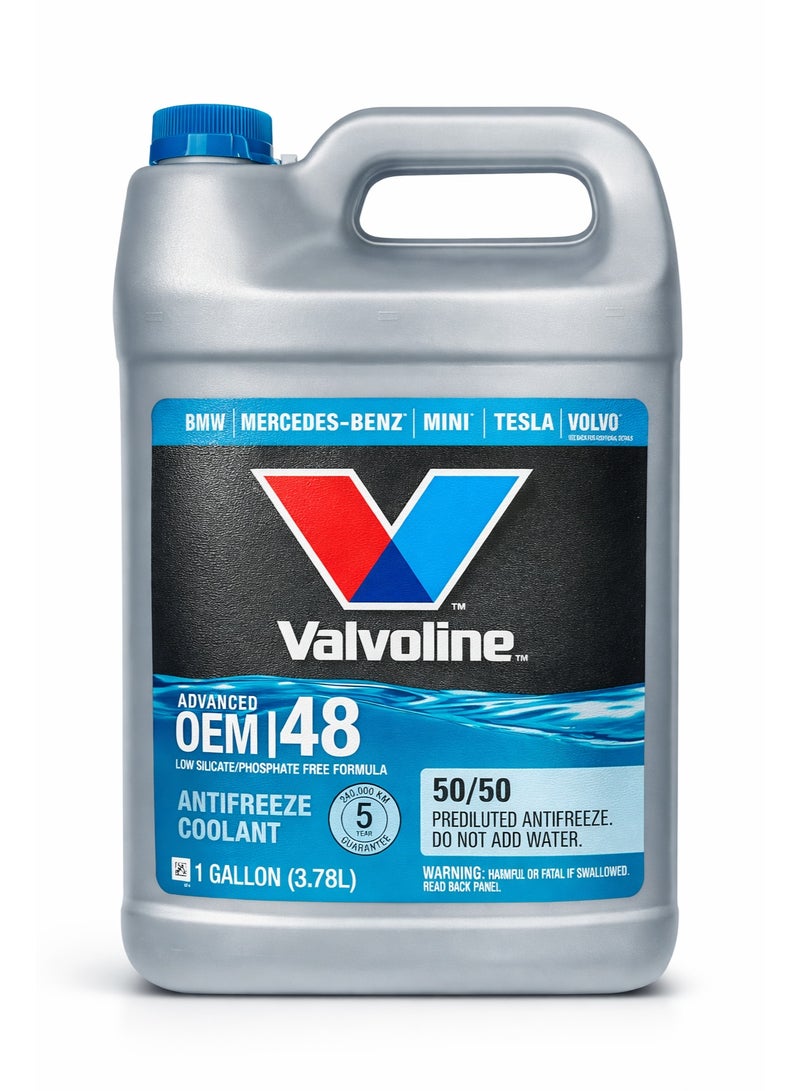 Valvoline Advanced OEM 48 Antifreeze Coolant 50/50 Pre-Mixed – (3.78L) – Ready to Use Radiator Coolant