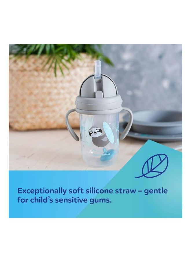 كانبول بيبز Non-spill cup with weighted straw 270ml 6+m-EXOTIC ANIMALS-GREY  - Image 3