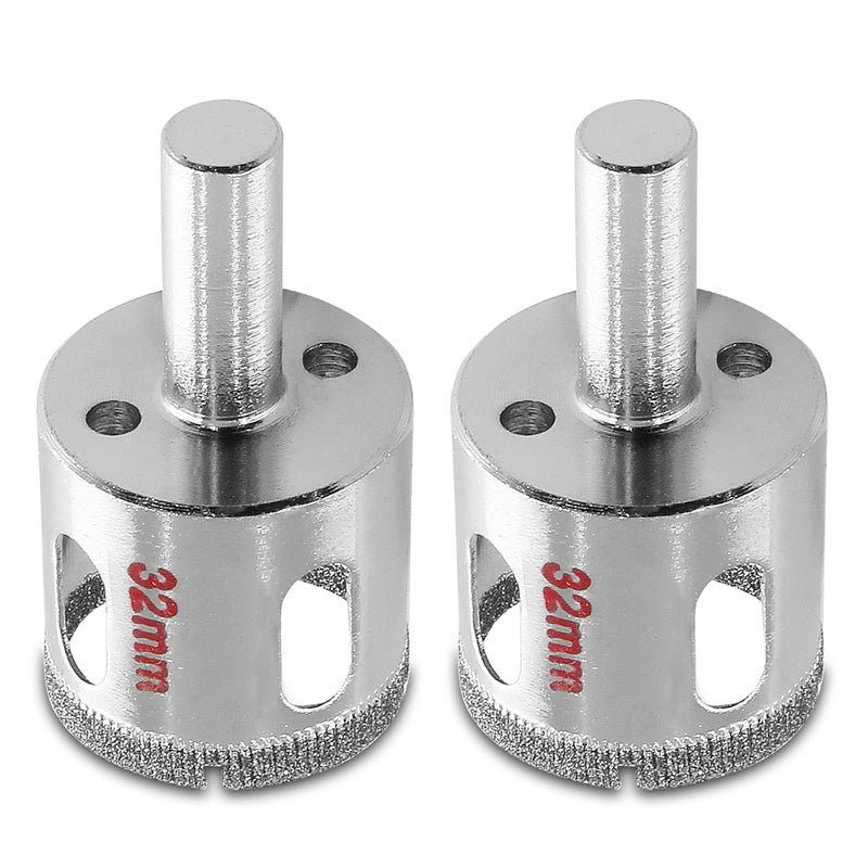 Luomorgo 2Pcs 32mm/1 1/4 inch Diamond Hole Saw, 1.1 inch Cutting Depth Diamond Diamond Drill Bits for Glass Ceramic Marble Porcelain Tile Granite Quartz Gemstone - Image 1