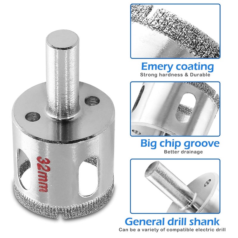 Luomorgo 2Pcs 32mm/1 1/4 inch Diamond Hole Saw, 1.1 inch Cutting Depth Diamond Diamond Drill Bits for Glass Ceramic Marble Porcelain Tile Granite Quartz Gemstone - Image 5