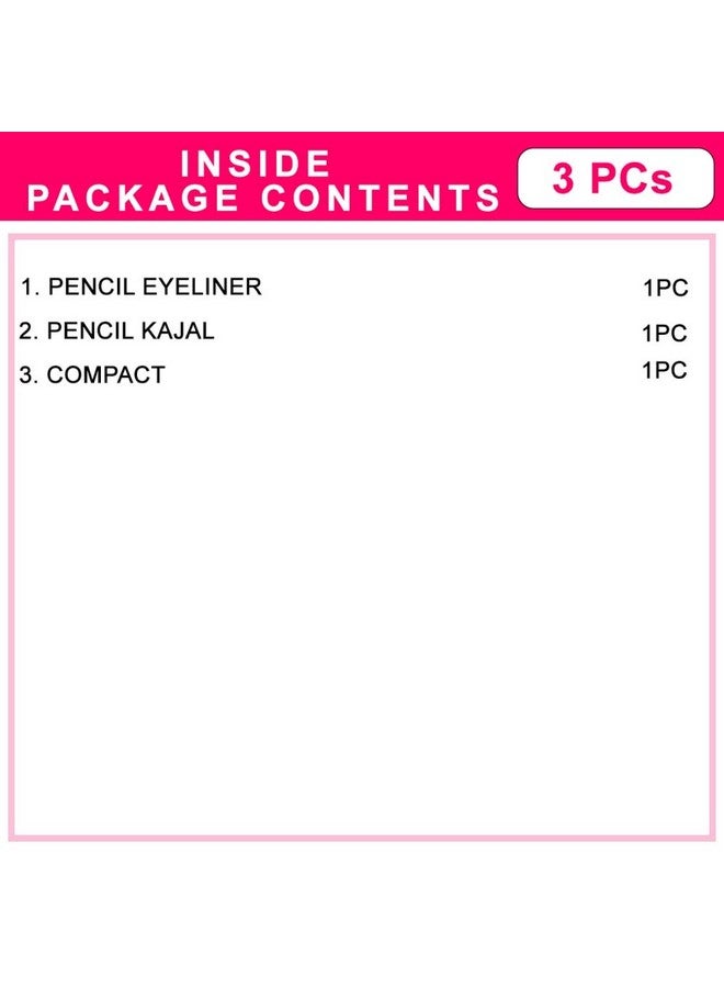 Adbeni Combo - Compact Powder, Eyeliner with Sketch Kajal, Pack of 3, (GC1460) - Image 2