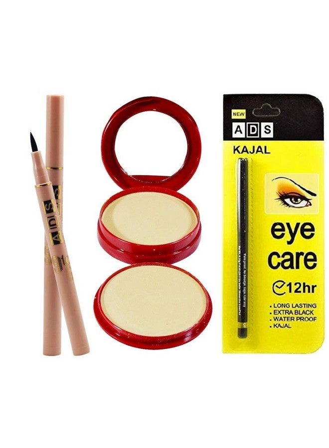 Adbeni Combo - Compact Powder, Eyeliner with Sketch Kajal, Pack of 3, (GC1460) - Image 1