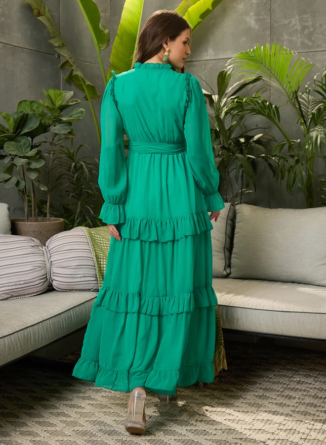 SASSAFRAS Tiered Chiffon Dress